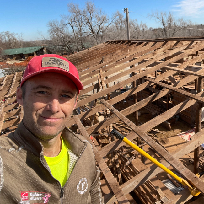 contractor in front of roof under construction noble ok